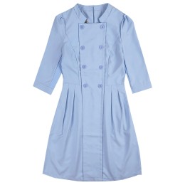 Customized Mid Sleeve Blue Nurse Dress Design Double Breasted Enterprise Neck Invisible Pocket Design Nurse Clothing Factory SKU060 Customized Mid Sleeve Blue Nurse Dress Design Double Breasted Enterprise Neck Invisible Pocket Design Nurse Clothing Factory SKU060